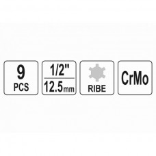 Set de noua biti de impact Ribe 1/2 Yato YT-10681..